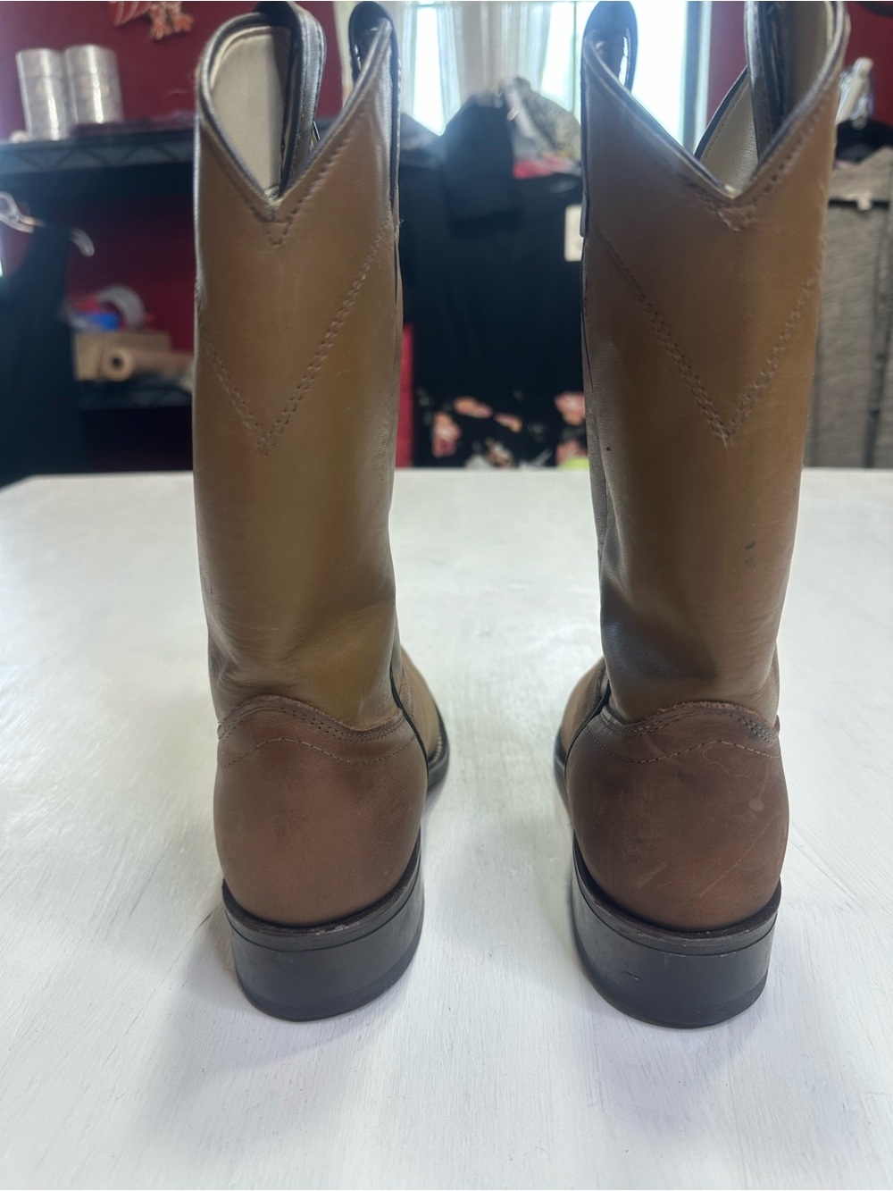 Vintage Laredo USA Leather Roper Cowboy Boots Womens 7.5M Brown Style 6923 - Picture 6 of 12